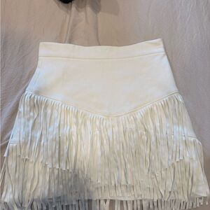 Altar'd State Cream Fringe Mini Skirt